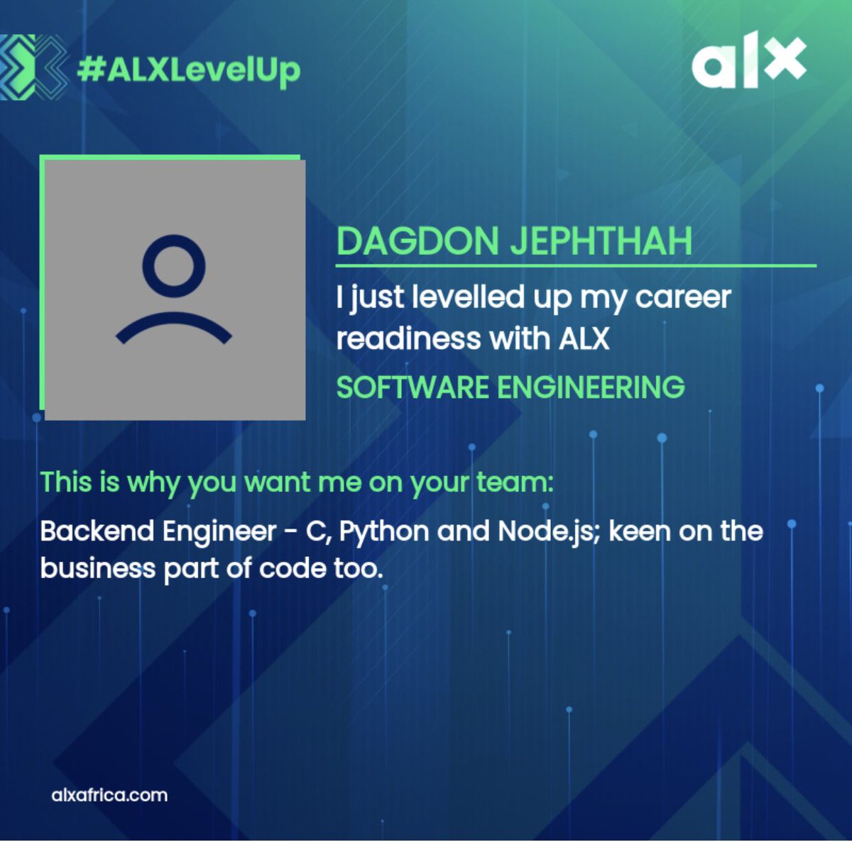 dagdon_yj's tweet photo. Today marks the end of my ALX Software Engineering journey and the genesis of a new journey. A lot lies ahead and I’m very optimistic to jump on projects to showcase my skills like a new pair of shoes. https://t.co/f9WRPFruEl