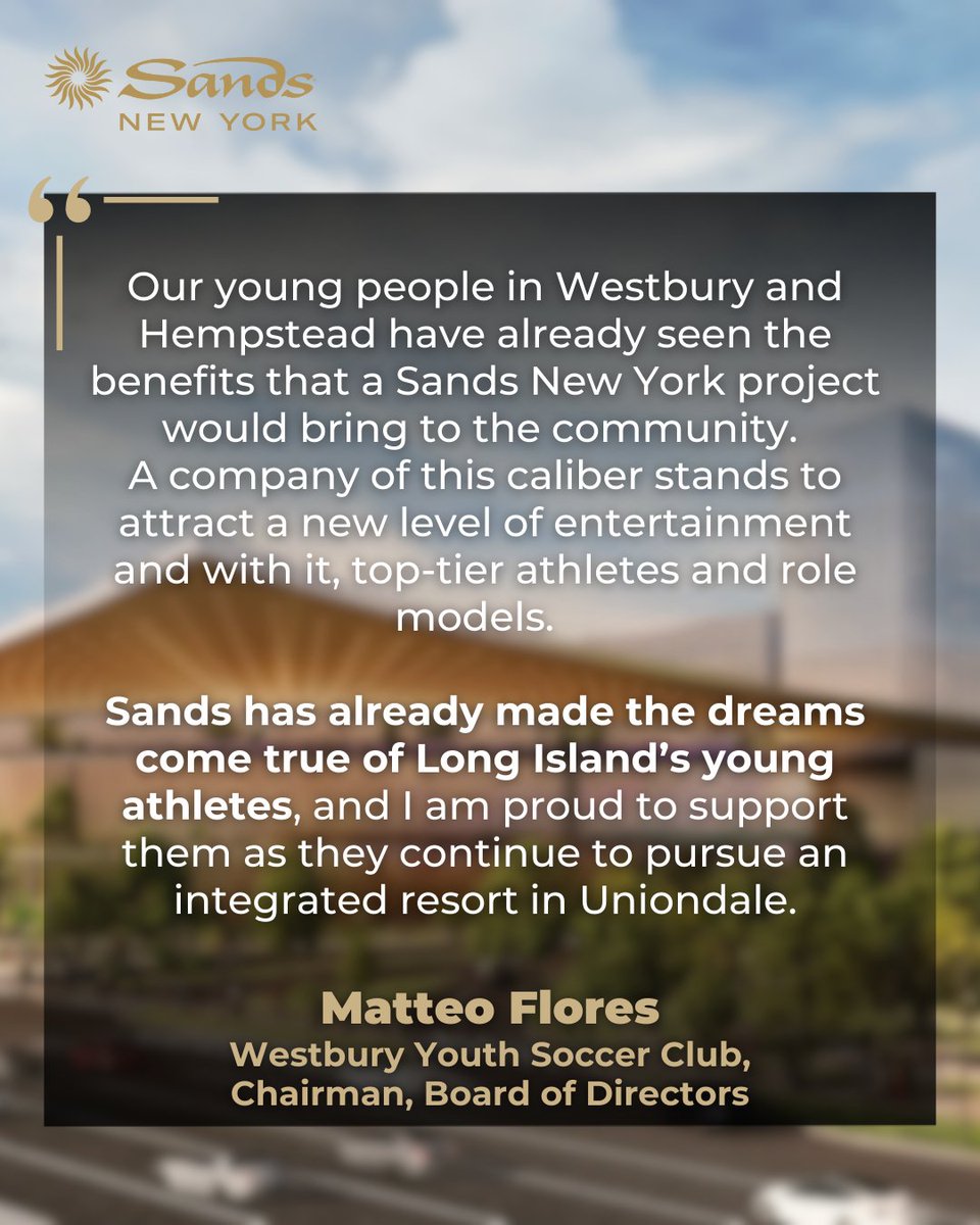 By bringing top-tier entertainment, inspiration, and opportunities for our young athletes, Sands New York is dedicated to helping the next generation on Long Island realize their dreams.