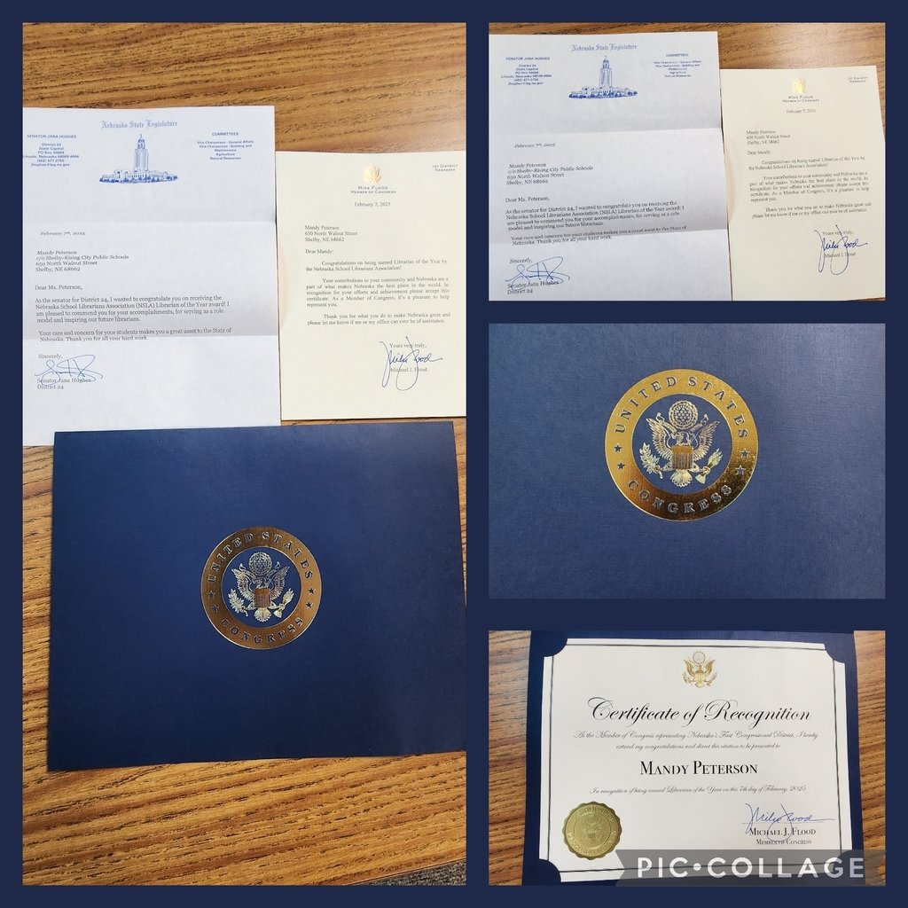 srchuskies's tweet photo. Feeling grateful! 🎉 Thank you, Rep. Mike Flood &amp; Sen. Jana Hughes, for recognizing our school librarian! Your support means so much. Our school library thrives because of our amazing community. You're always welcome to visit and see it in action. #SchoolLibrariesTransform https://t.co/Vn97kc7mjp