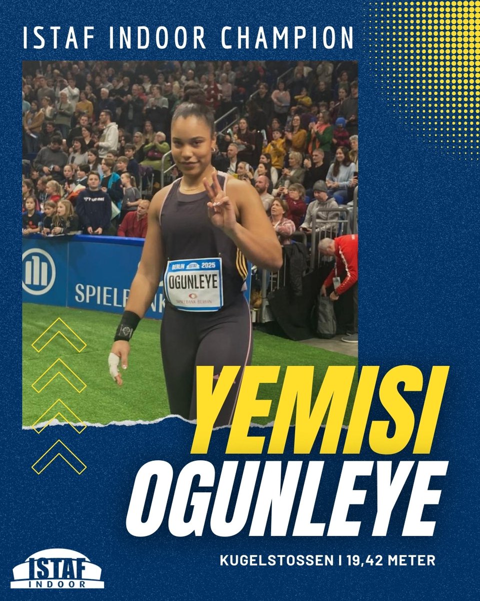 ISTAF INDOOR Berlin
Women - Shot Put
1. Yemisi Ogunleye 🇩🇪 19,42 m
2. Jessica Inchude 🇵🇹 18,48 m 
3. Katharina Misch 🇩🇪 18,40 m
#istafindoor #istaf #weltklasseleichtathletik #leichtathletik #trackandfield #athletics