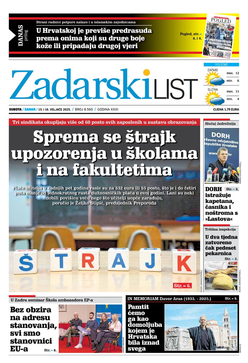 U vikend izdanju Zadarskog lista čitajte 👇