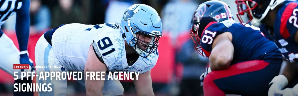 5 PFF-approved free agency signings <a href="/CFL/">CFL</a> cfl.ca/2025/02/14/5-p… #CFL