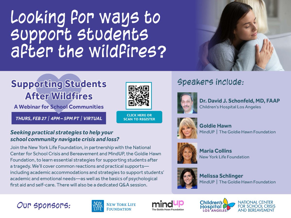 Join us for an impactful webinar: 'Support Students after the Wildfire.' Save the date: Thursday, Feb 27. 📅 Don't miss out—register now! 

nylife.zoom.us/webinar/regist…
