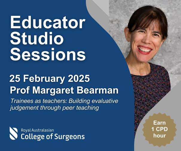 Rhea Liang (@liangrhea) on Twitter photo .<a href="/RACSurgeons/">RACSurgeons</a> and educators! Come and join <a href="/margaret_bea/">Margaret Bearman</a> next Tuesday 1800 AEDT to hear what trainees learn from teaching others (and reflect on how we can foster this as consultants).
More- surgeons.org/Fellows/for-ed…
#MedEd #SurgEd .<a href="/RACSurgeons/">RACSurgeons</a> and educators! Come and join <a href="/margaret_bea/">Margaret Bearman</a> next Tuesday 1800 AEDT to hear what trainees learn from teaching others (and reflect on how we can foster this as consultants).
More- surgeons.org/Fellows/for-ed…
#MedEd #SurgEd