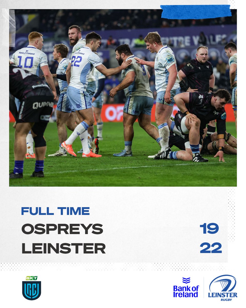 leinsterrugby's tweet photo. Leinster come away with a win after a battle in Wales. 💥

#OSPvLEI #NeverLessThanEverything https://t.co/pkzf5tPjDF