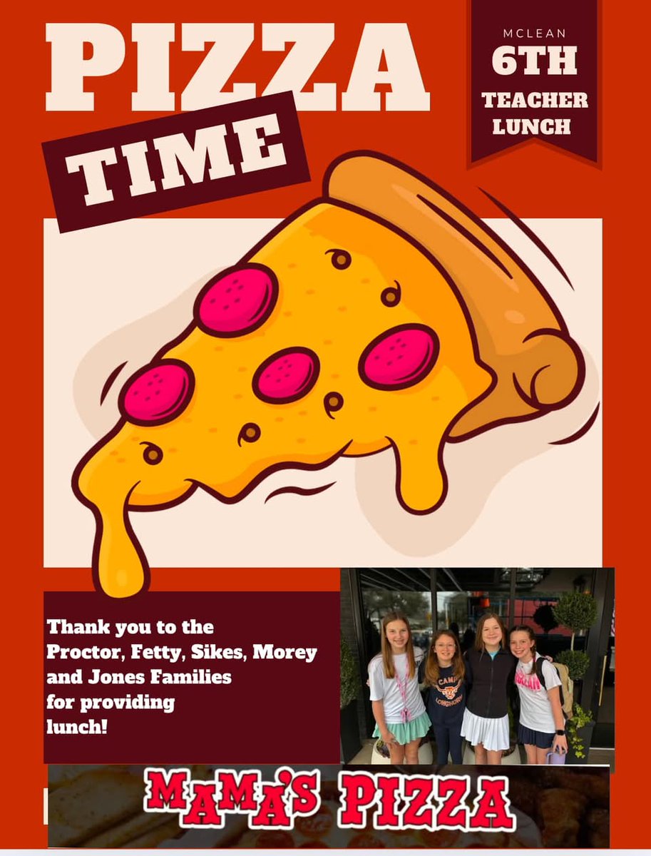 McLean 6th Grade Center (@mclean6fwisd) on Twitter photo Huge Thank You to Our Amazing McLean 6 Families!
The Proctor, Morey, Fetty, Jones, and Sikes families for providing such a delicious lunch for our teachers and staff! It was absolutely delicious! <a href="/KarilyCruz/">Karily Dean Cruz, M.A</a> Huge Thank You to Our Amazing McLean 6 Families!
The Proctor, Morey, Fetty, Jones, and Sikes families for providing such a delicious lunch for our teachers and staff! It was absolutely delicious! <a href="/KarilyCruz/">Karily Dean Cruz, M.A</a>