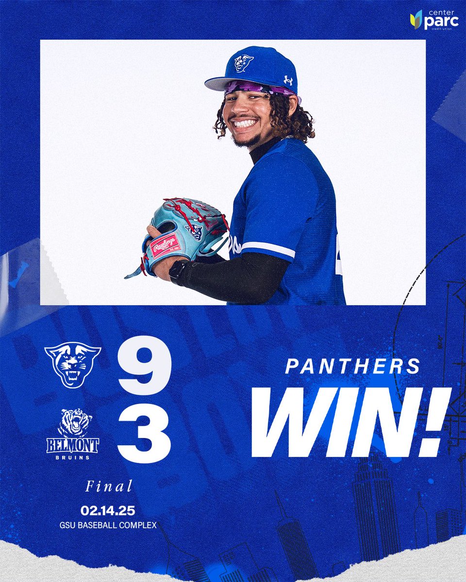 GSU_Base's tweet photo. Your Panthers defend home field for a season-opening win over Belmont! Game 2 tomorrow afternoon! 

#LightItBlue | #BLB https://t.co/a5ltbPklHu