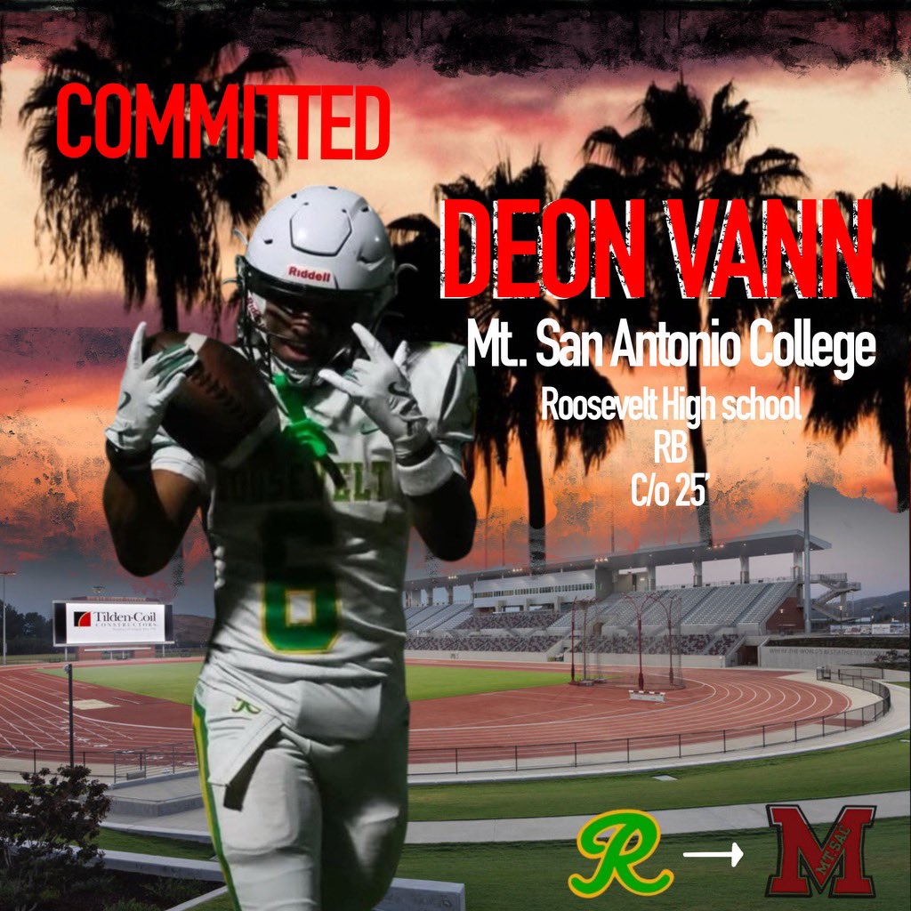 Deon Vann (@d6on_) on Twitter photo Coachesā¼ļø Iāll be taking the Juco route to keep all years of my NCAA eligibility. With that being said, Iām committing to play football at Mt. San Antonio College. Thank you <a href="/CoachRamirezOL/">Phill Ramirez</a> <a href="/CoachLone/">Lone Toailoa</a> for believing in me. Blessed for the opportunity to compete and showcase my Coachesā¼ļø Iāll be taking the Juco route to keep all years of my NCAA eligibility. With that being said, Iām committing to play football at Mt. San Antonio College. Thank you <a href="/CoachRamirezOL/">Phill Ramirez</a> <a href="/CoachLone/">Lone Toailoa</a> for believing in me. Blessed for the opportunity to compete and showcase my