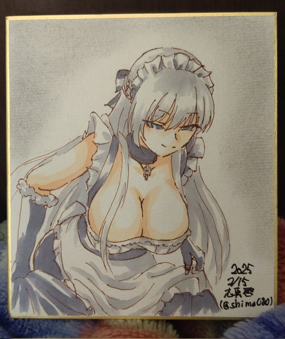 Sサイズの色紙はサクッと描けていいな 