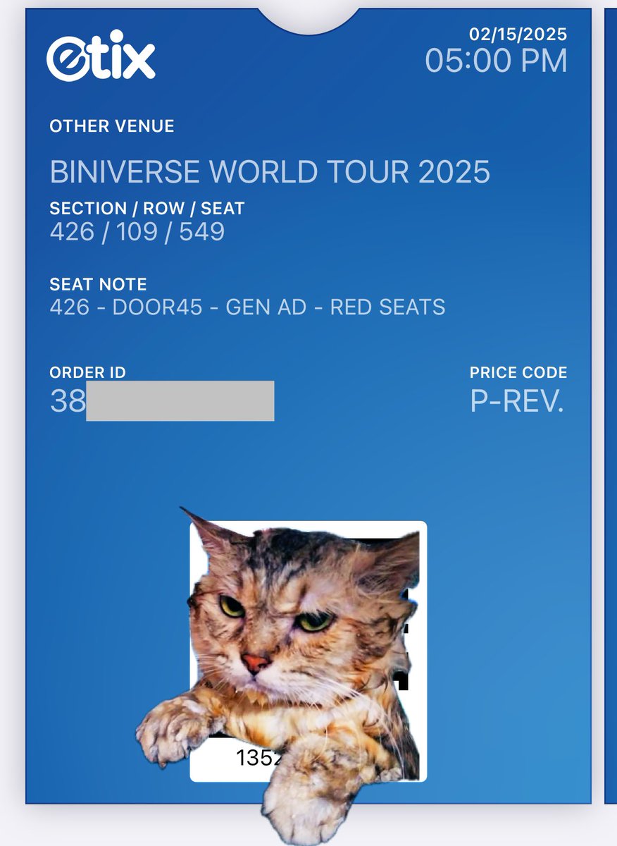 maretes__'s tweet photo. LFB WTS

BINIverse World Tour 2025
2 GenAd Tickets
₱1,600 each

Original price: ₱3,912.00

RFS: Upgraded seats 🥹

Lahat ng assurance kayang ibigay. Can do kaliwaan. Pero 3PM pa po makakarating ng PH Arena. https://t.co/KJecoHSbL1