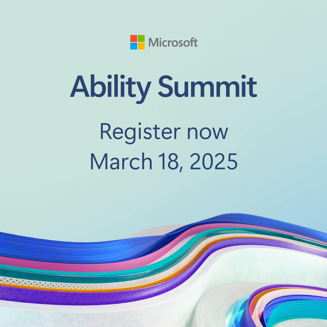 Be part of the future of accessibility and AI at the Ability Summit. In this free digital event, explore new accessible technology and learn from experts around the globe. Register. today: msft.it/6011USBNx