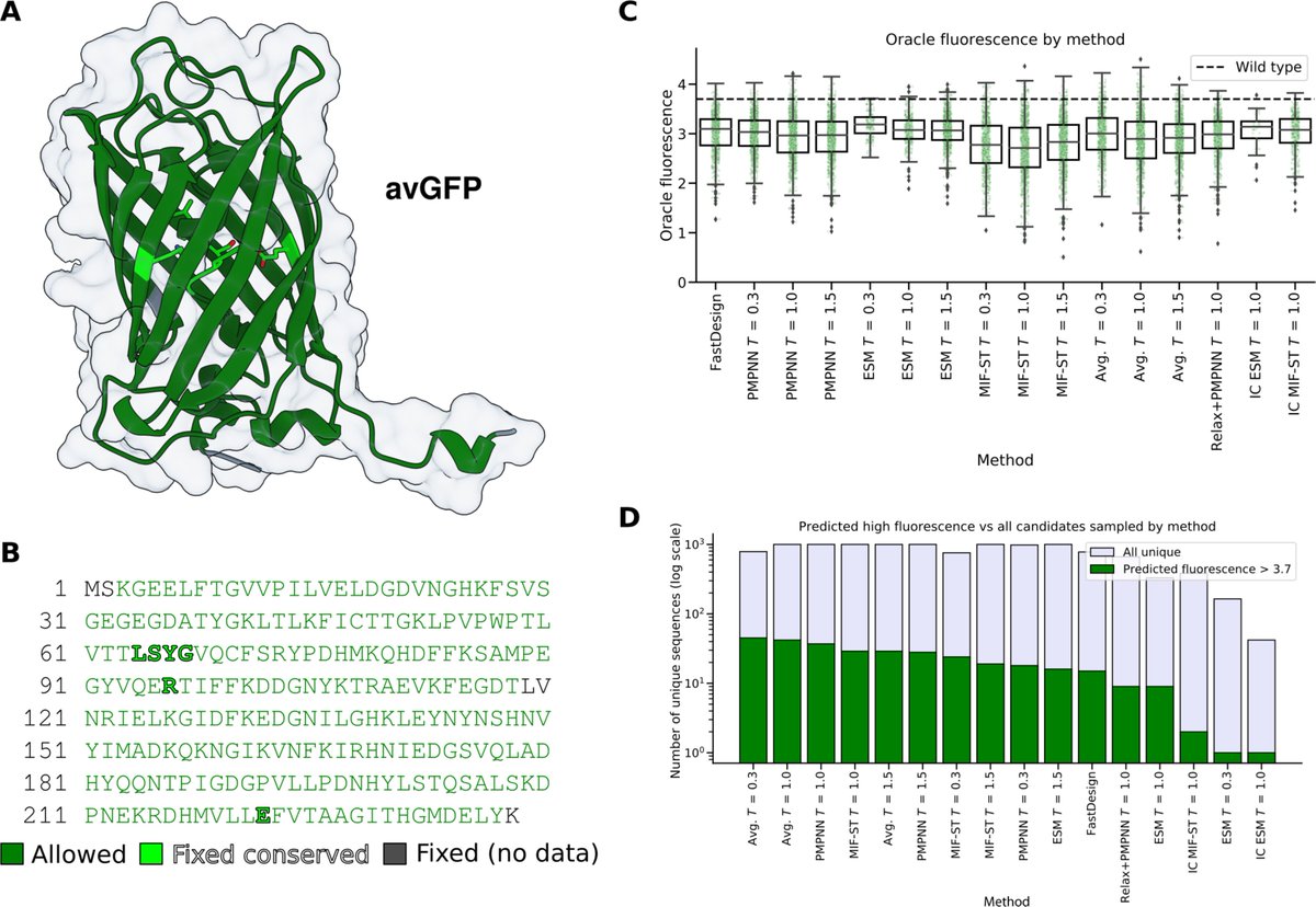 Self-supervised machine learning methods trained on natural sequences and structures are good at separating functional and nonfunctional variants but do not identify the best variants.
