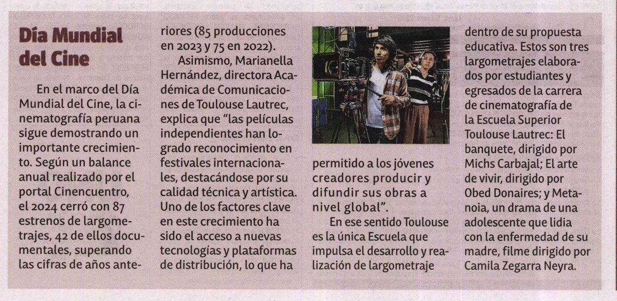 🎬 El cine independiente en Perú sigue creciendo y nuestros estudiantes son parte de este impacto.
En <a href="/diariounoperu/">Diario UNO</a> , Marianella Hernández destacó cómo la tecnología y las plataformas han impulsado la producción audiovisual.🎥#ViveDeLoQueAmas
