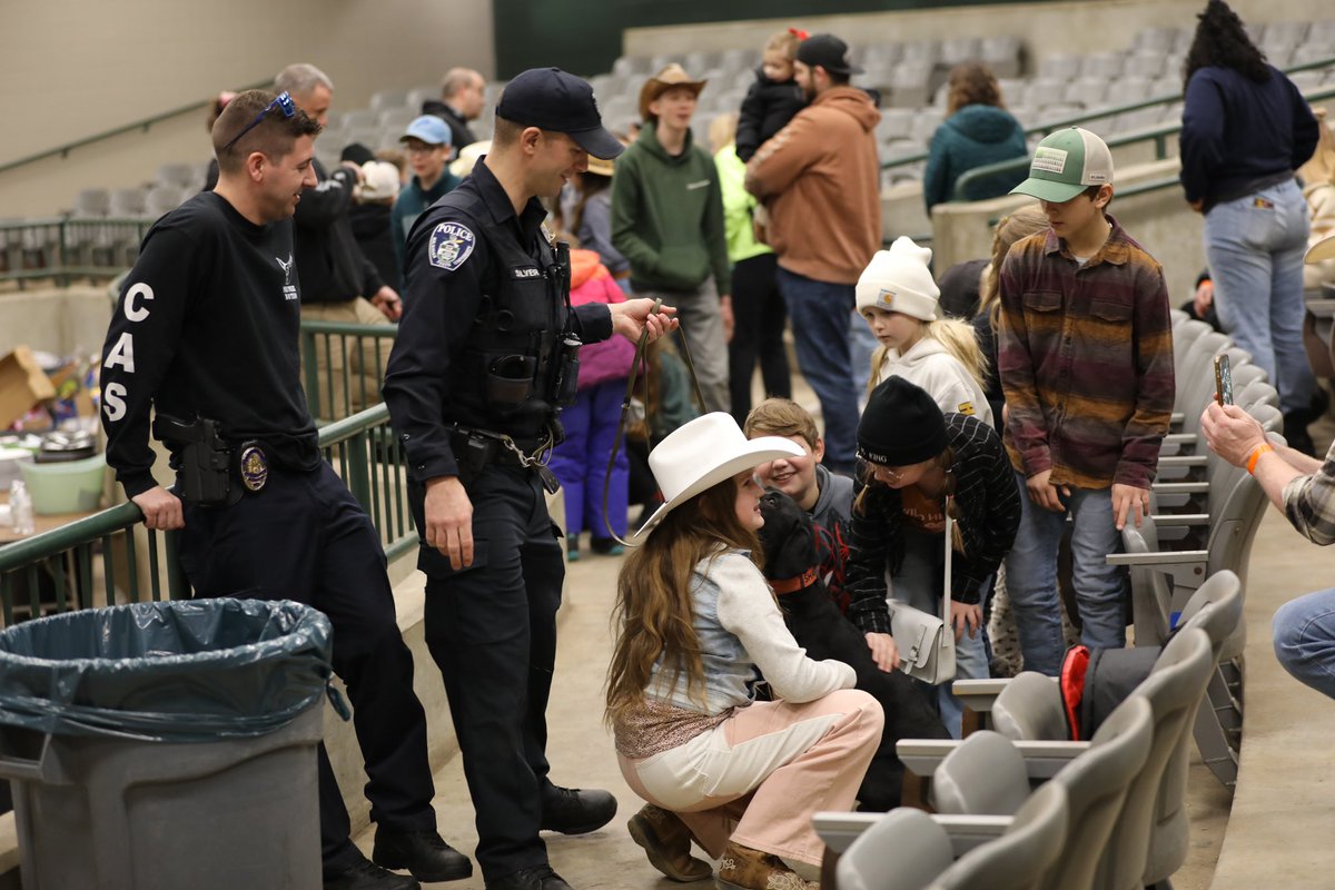 msupolice's tweet photo. What an exciting day at the MSU Rodeo Club Youth Day! The MSU Police K9 Unit put on captivating educational demonstrations that showed off the amazing skills of their canine team members. Kids were all ears, asking great questions about the dogs’ impressive abilities that help keep our community safe.  Thank you to our K9 Unit for making learning fun and inspiring! 🐶👮‍♂️ #MSURodeoClub #K9Unit #YouthDay #CommunityEngagement