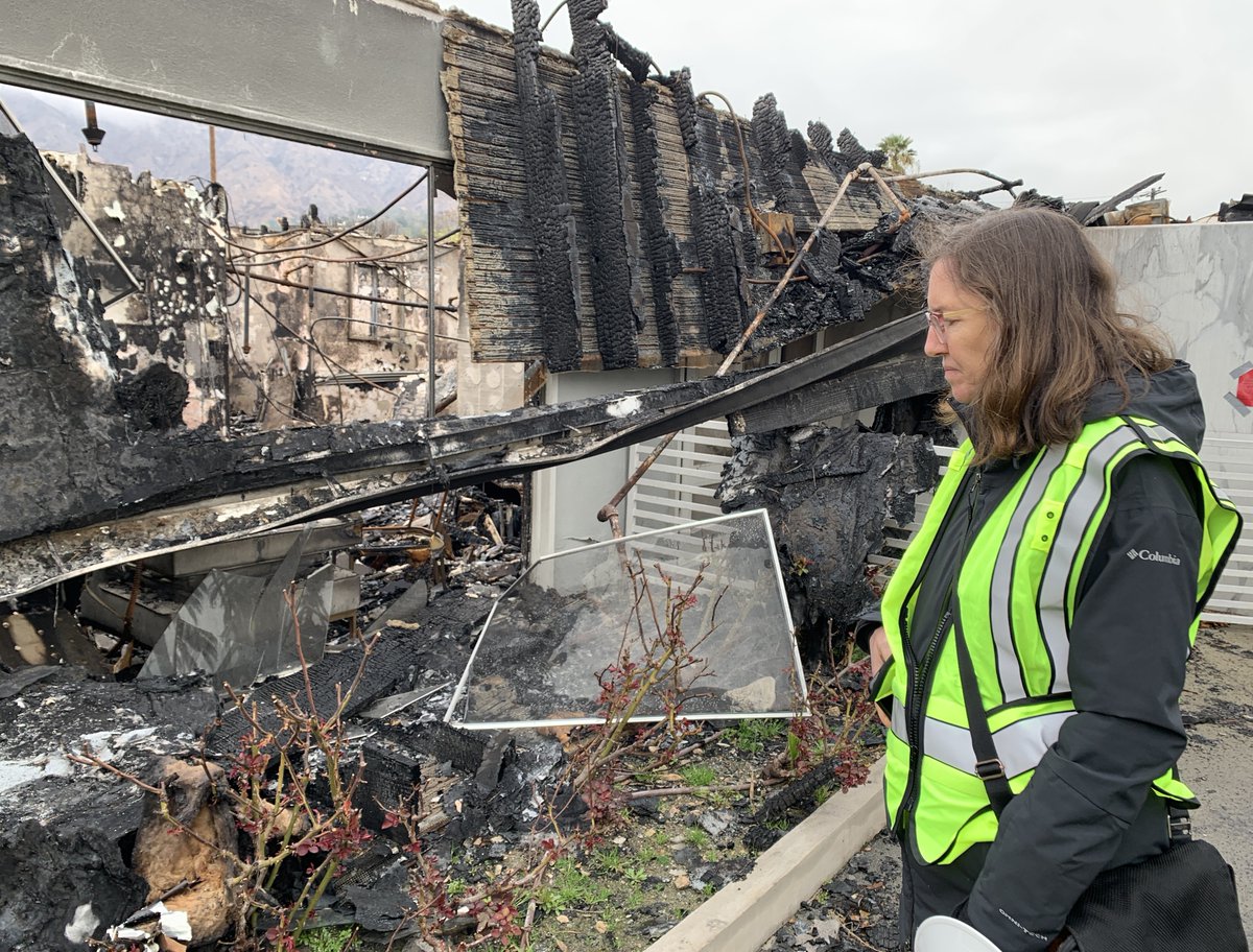 CA_HCAI's tweet photo. HCAI Director Elizabeth Landsberg visited three skilled nursing facilities in the Pasadena area impacted by the recent wildfires. Seeing the destruction firsthand reaffirms HCAI’s commitment to helping facilities rebuild and reopen to serve their communities. https://t.co/dDMHxyPRE1
