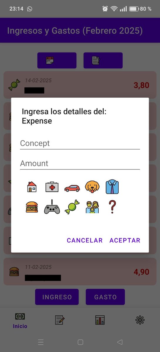 CuevaSpls's tweet photo. He acabado MI PRIMERA app, versión 1.0 totalmente funcional. Sirve para registrar gasto e ingresos, añadir pagos/deudas automáticamente y ver un resumen total de tus datos. Quizás la publique en la Play Store el mes que viene, sin anuncios y gratis. https://t.co/KC0LjyEbBQ