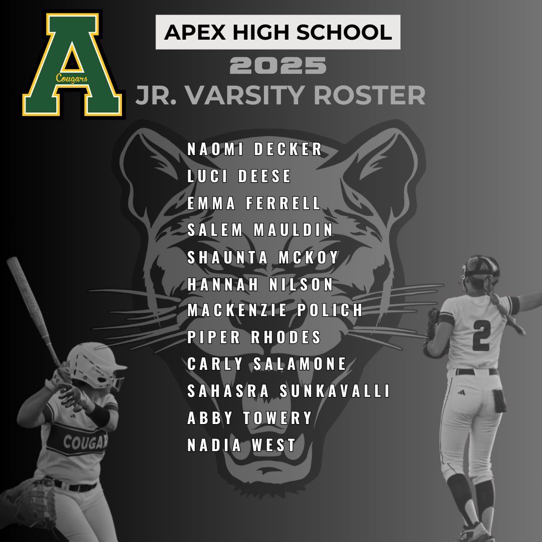 Welcome to our 2025 Varsity and Junior Varsity athletes! <a href="/apexcougarclub/">Apex Cougar Club</a> <a href="/apexhsathletics/">Apex Athletics</a> <a href="/ApexCougarTV/">CougarTV</a>