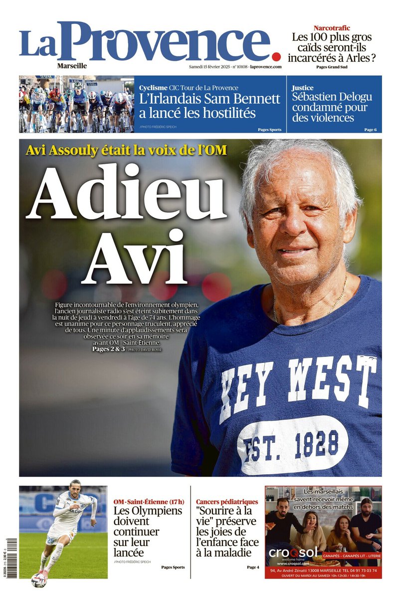À la Une de "La Provence" du samedi 15 février 👇