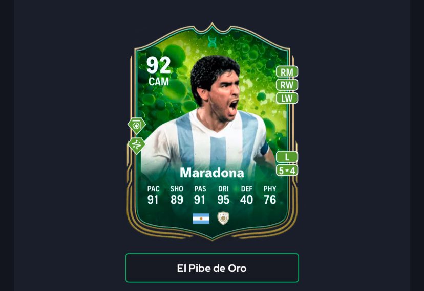 FUT_Rory's tweet image. 🚨 The best Maradona 🇦🇷 evolution 

✅ Technical+ version 
✅ More positions than others 
✅ The most pace 
✅ The best dribbling 

Easily the best in my opinion 🤝