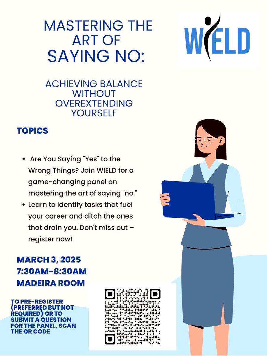 Dr. Jessica Dunne (@jessdunnephd) on Twitter photo Are you saying yes to the wrong things?
Join <a href="/WIELDvoice/">Women Inspiring & Elevating Leadership in Diabetes</a> at #nPOD2025 for a game-changing panel on mastering the art of saying NO.
Set boundaries
Prioritize what fuels your career
Ditch what drains you
Pre-register or submit a question—scan the QR! 🔗 #WIELD #Leadership Are you saying yes to the wrong things?
Join <a href="/WIELDvoice/">Women Inspiring & Elevating Leadership in Diabetes</a> at #nPOD2025 for a game-changing panel on mastering the art of saying NO.
Set boundaries
Prioritize what fuels your career
Ditch what drains you
Pre-register or submit a question—scan the QR! 🔗 #WIELD #Leadership