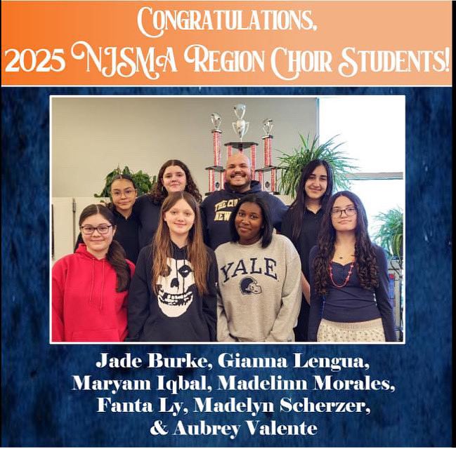 Over the weekend, seven brave LMS Chorale students auditioned for the NJSMA Region Choirs, and we are so proud to announce that ALL SEVEN students that auditioned were accepted into the Mixed Choir, under the direction of Mr. Lang!