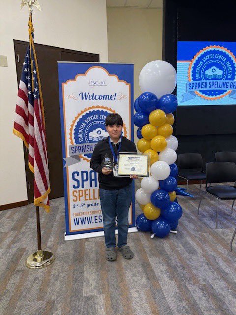 teacher_sigala's tweet photo. Congratulations to 8th grader Santiago Paramo who represented Northside middle schools in the Spanish Spelling Bee at Region 20. He got π₯place! ππ #rosslegends #heartofarebel https://t.co/wOyHBGL2kY