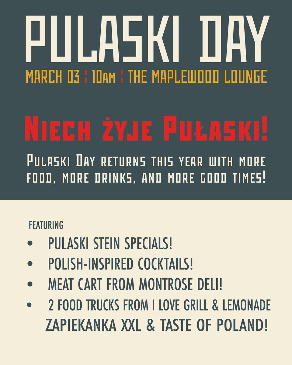 Join us for our eighth annual Pulaski Day celebration on Monday 3/3!