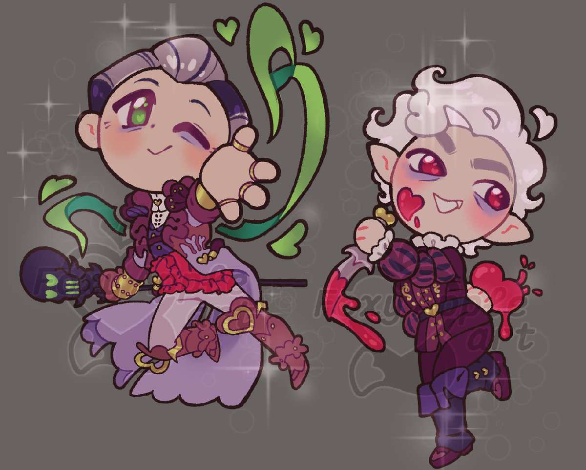 foxyappleart's tweet photo. Happy Valentines! 🖤🥰 I only really had time to make some lovecore chibis of my faves between work~ #zelgius #tharja #EmmrichVolkarin #AstarionAncunin #FireEmblem #DragonAgeVeilguard #BaldursGate3 https://t.co/ZrhogRNzEd