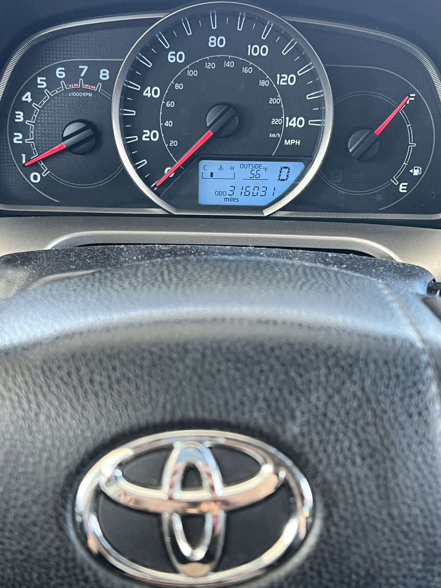 Hey hey <a href="/Toyota/">Toyota USA</a> !  My 2013 RAV4 is 316K miles and going strong! #highmileclub #300k