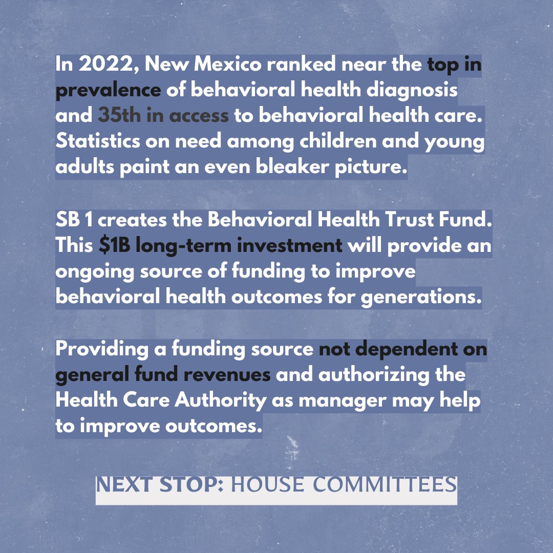 SB1 Behavioral Health Trust Fund passes the floor by a vote of 37-5.

#nmleg #NMPol