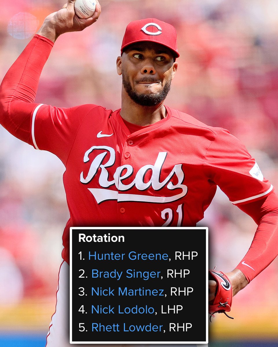 MLB's tweet image. The projected #OpeningDay lineup and rotation for new @Reds manager Terry Francona.