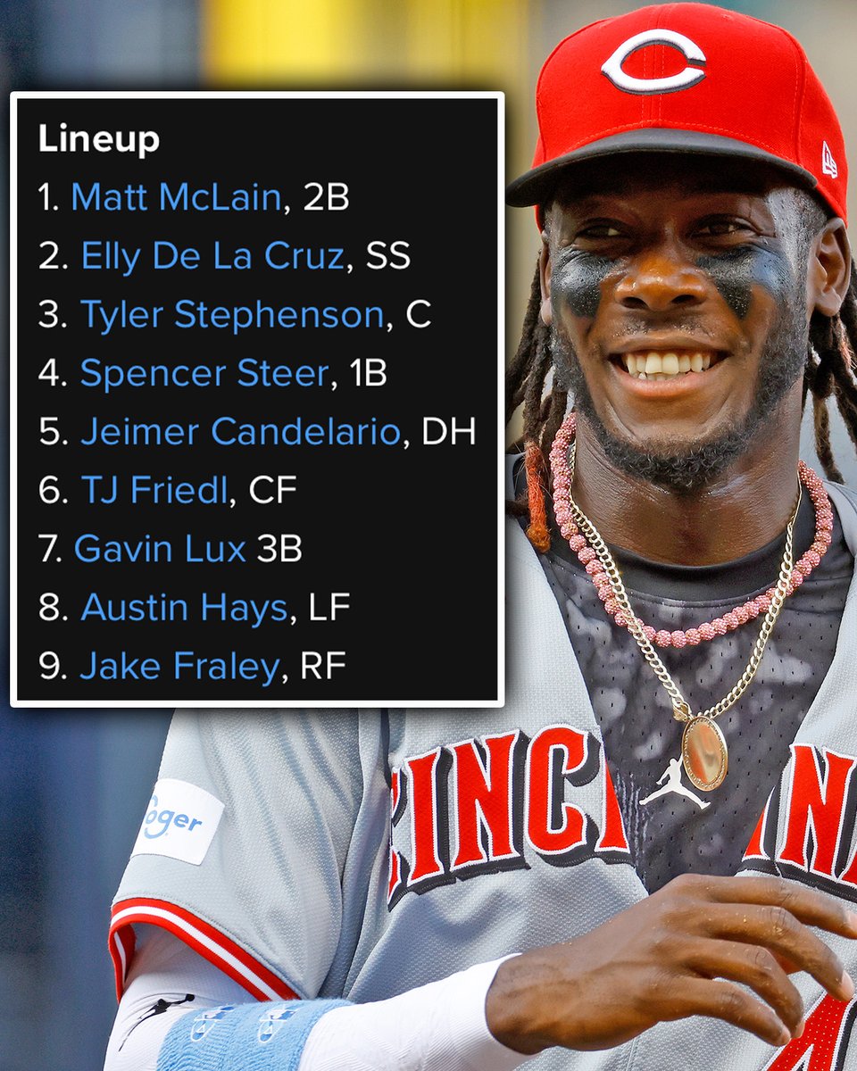 MLB's tweet image. The projected #OpeningDay lineup and rotation for new @Reds manager Terry Francona.