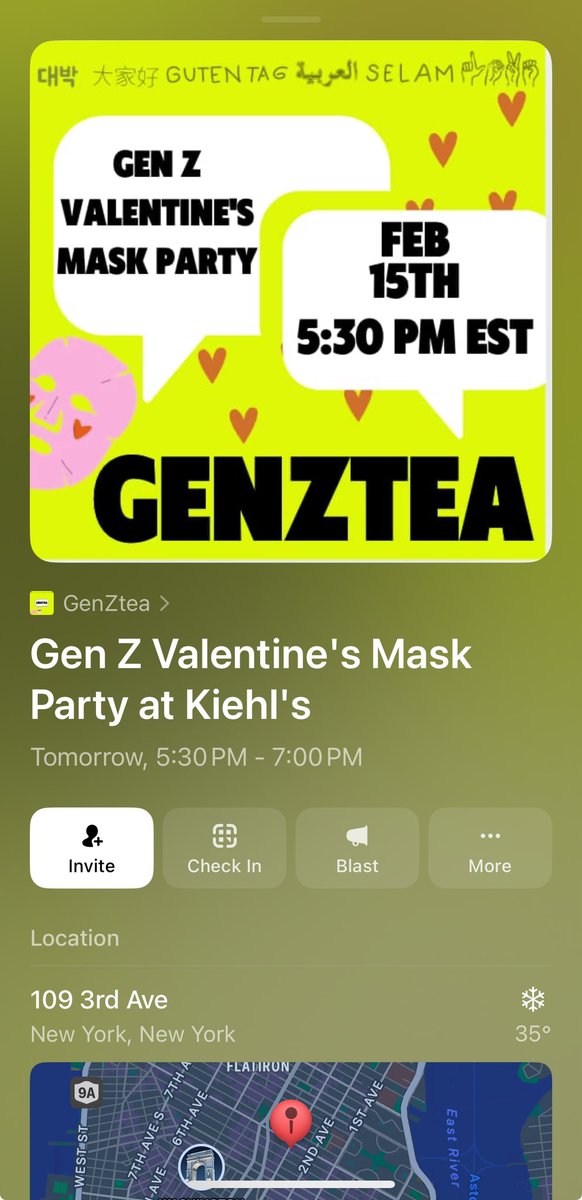 FOMO from Valentine’s Day while building your business?

If alone tonight, you dont’ have to be tomorrow.

Join Kiehl’s &amp; GenZtea for a selfie day: lu.ma/zaj91a1f