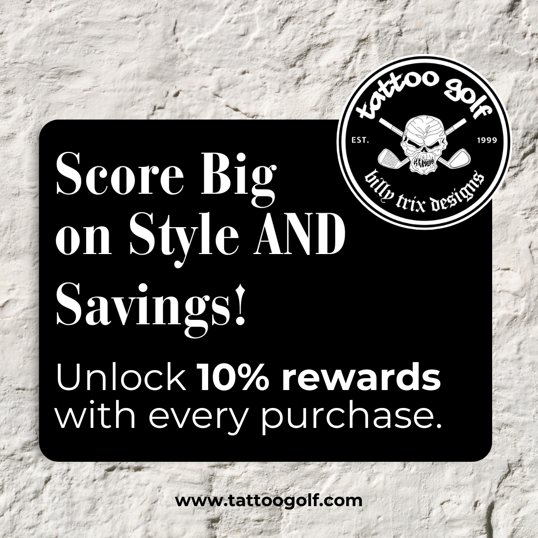 Every swing counts, and now so does every purchase! 🤑 Earn 10% back on all online orders when you shop Tattoo Golf. It’s our way of saying thank you for being part of the family. Log in, shop, and let the rewards roll in—because looking good on the course should always come w...