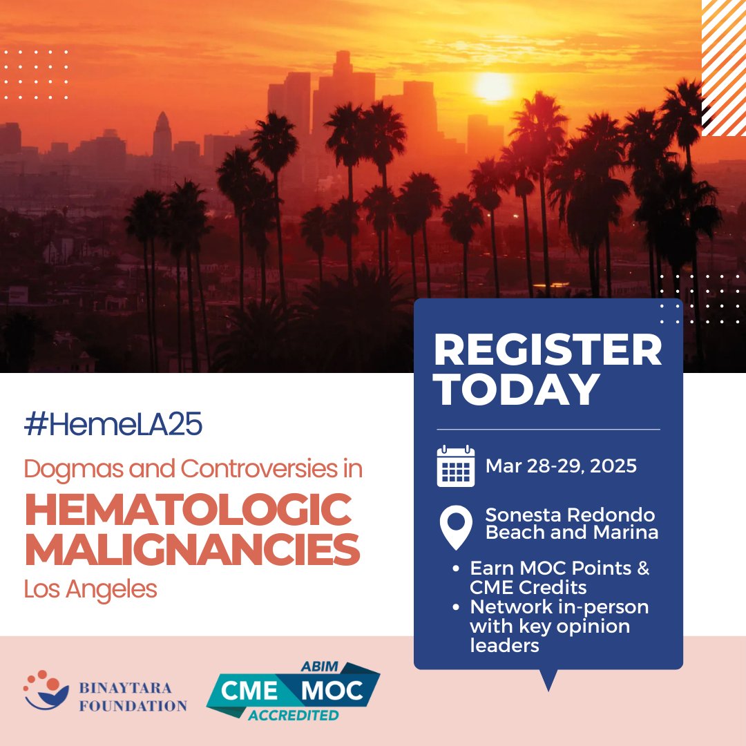 Binaytara (@binaytara) on Twitter photo Join us at #HemeLA25 on Mar 28-29! Register today: buff.ly/412agMQ Co-chaired by <a href="/DanilovLab/">Danilov Lab</a> and Dr. Vinod Pullarkat (both from <a href="/cityofhope/">City of Hope</a>), and <a href="/TomBmt133/">Tom Martin</a> (<a href="/UCSFCancer/">UCSF Helen Diller Family Comprehensive Cancer Ctr</a>), this CME/MOC-accredited conference will deliver a comprehensive review of current and emerging Join us at #HemeLA25 on Mar 28-29! Register today: buff.ly/412agMQ Co-chaired by <a href="/DanilovLab/">Danilov Lab</a> and Dr. Vinod Pullarkat (both from <a href="/cityofhope/">City of Hope</a>), and <a href="/TomBmt133/">Tom Martin</a> (<a href="/UCSFCancer/">UCSF Helen Diller Family Comprehensive Cancer Ctr</a>), this CME/MOC-accredited conference will deliver a comprehensive review of current and emerging