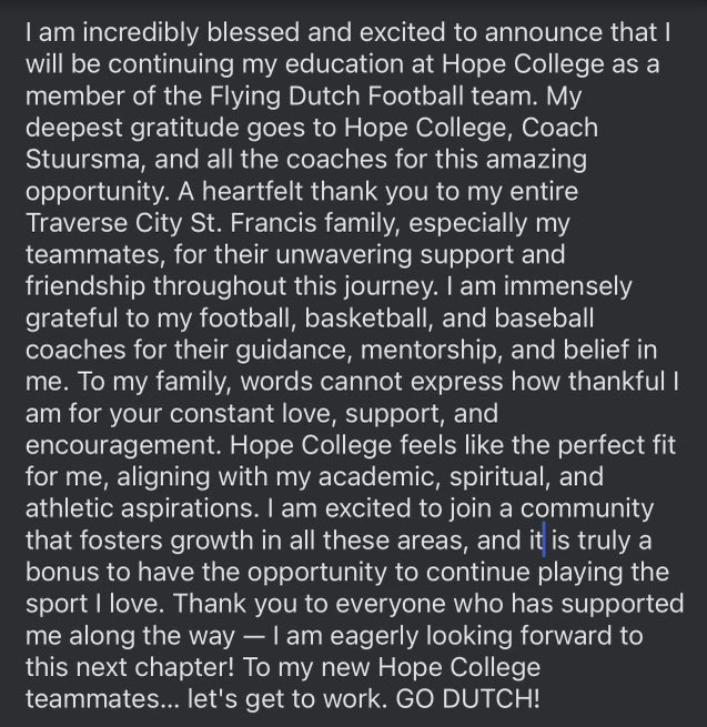 Harrison Shepherd (@harrisondshep_5) on Twitter photo COMMITTED TO <a href="/HopeCollegeFB/">Hope College Football</a>!
Go Dutch! 🔵🟠⚓️
<a href="/PStuursm/">Peter Stuursma</a> <a href="/Coach_HThompson/">Hunter Thompson</a> <a href="/jacobpardonnet/">Jacob Pardonnet</a> <a href="/TCSFFootball/">TCSFFootball</a> <a href="/734_graphics/">Commitment Edits</a> COMMITTED TO <a href="/HopeCollegeFB/">Hope College Football</a>!
Go Dutch! 🔵🟠⚓️
<a href="/PStuursm/">Peter Stuursma</a> <a href="/Coach_HThompson/">Hunter Thompson</a> <a href="/jacobpardonnet/">Jacob Pardonnet</a> <a href="/TCSFFootball/">TCSFFootball</a> <a href="/734_graphics/">Commitment Edits</a>
