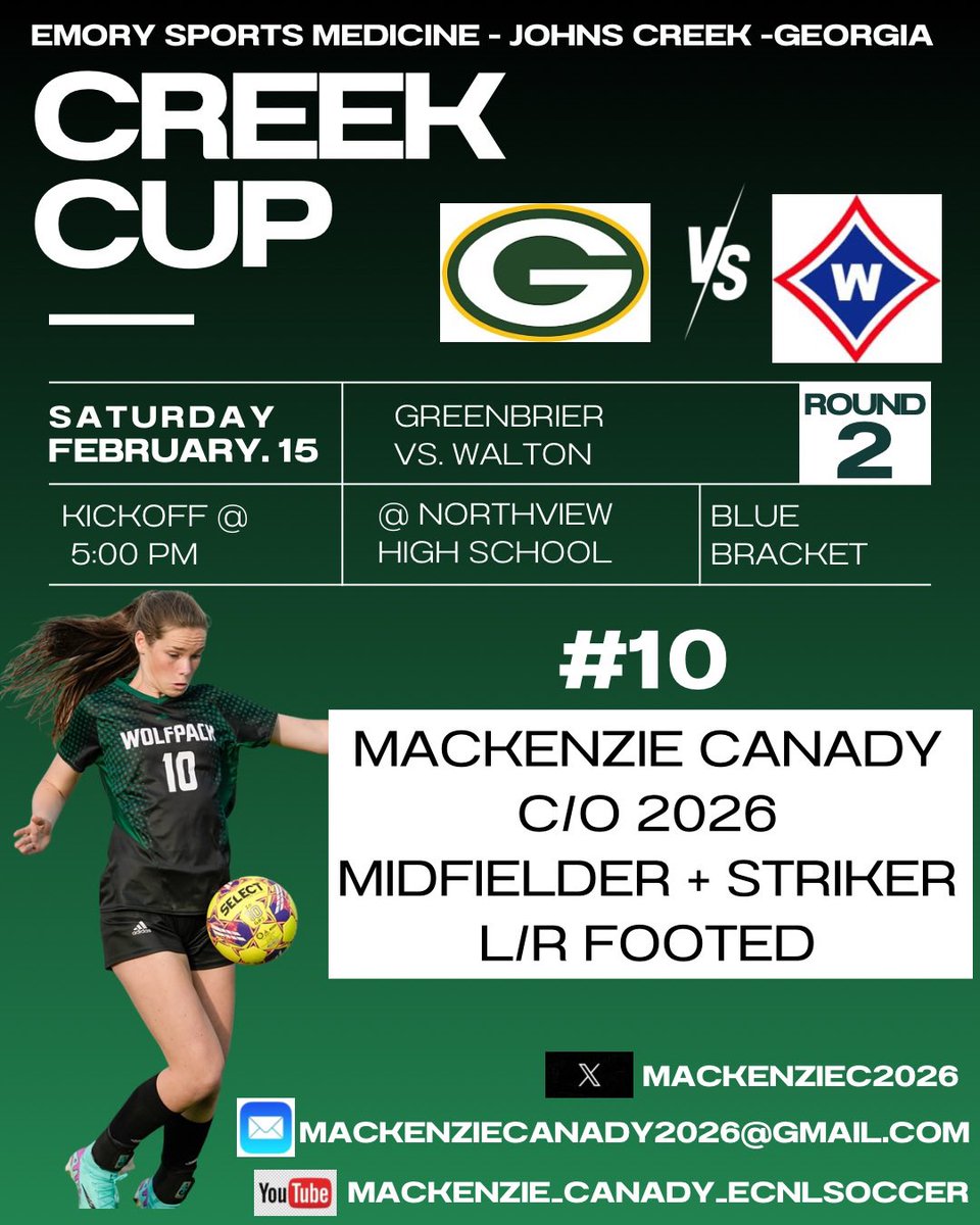 Mackenzie Canady (@mackenziec2026) on Twitter photo The Pack got the WIN tonight over North Atlanta🐺💚🤍 Come join us tomorrow to 👀 the final.
<a href="/OfficialGHSA/">GHSA</a> <a href="/tikitakaklu/">Tomasz Kluszczynski 🇵🇱/🇺🇸</a> <a href="/ECNLgirls/">ECNL Girls</a> <a href="/ECNLSoutheast/">ECNL Southeast Girls</a> <a href="/PrepSoccer/">Prep Soccer ⚽️</a>
<a href="/TheSoccerWire/">SoccerWire</a> <a href="/ImYouthSoccer/">ECNL/GA/Recruiting/College Soccer</a> <a href="/ImCollegeSoccer/">College Soccer Truth ™</a> <a href="/TopDrawerSoccer/">TopDrawerSoccer</a> @Wjbfsports @Wrdw_wagt <a href="/CheneyAUG/">Will Cheney</a> <a href="/TannerOsborne27/">Tanner Osborne</a> The Pack got the WIN tonight over North Atlanta🐺💚🤍 Come join us tomorrow to 👀 the final.
<a href="/OfficialGHSA/">GHSA</a> <a href="/tikitakaklu/">Tomasz Kluszczynski 🇵🇱/🇺🇸</a> <a href="/ECNLgirls/">ECNL Girls</a> <a href="/ECNLSoutheast/">ECNL Southeast Girls</a> <a href="/PrepSoccer/">Prep Soccer ⚽️</a>
<a href="/TheSoccerWire/">SoccerWire</a> <a href="/ImYouthSoccer/">ECNL/GA/Recruiting/College Soccer</a> <a href="/ImCollegeSoccer/">College Soccer Truth ™</a> <a href="/TopDrawerSoccer/">TopDrawerSoccer</a> @Wjbfsports @Wrdw_wagt <a href="/CheneyAUG/">Will Cheney</a> <a href="/TannerOsborne27/">Tanner Osborne</a>