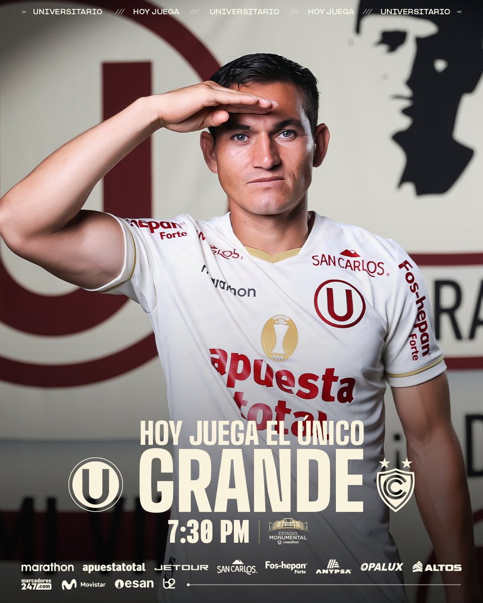 Universitario's tweet image. 💪 𝗘𝗦𝗧𝗔 𝗡𝗢𝗖𝗛𝗘 𝗖𝗨𝗘𝗦𝗧𝗘 𝗟𝗢 𝗤𝗨𝗘 𝗖𝗨𝗘𝗦𝗧𝗘 

⚽ 𝘜𝘯𝘪𝘷𝘦𝘳𝘴𝘪𝘵𝘢𝘳𝘪𝘰 𝘷𝘴. 𝘊𝘪𝘦𝘯𝘤𝘪𝘢𝘯𝘰

🏆 𝘈𝘱𝘦𝘳𝘵𝘶𝘳𝘢 2025 - 𝘍𝘦𝘤𝘩𝘢 2

⏱️ 7:30 𝘱.𝘮.

🏟️ 𝘔𝘰𝘯𝘶𝘮𝘦𝘯𝘵𝘢𝘭 𝘜 𝘔𝘢𝘳𝘢𝘵𝘩𝘰𝘯

#LaGarraDelÚnicoGrande