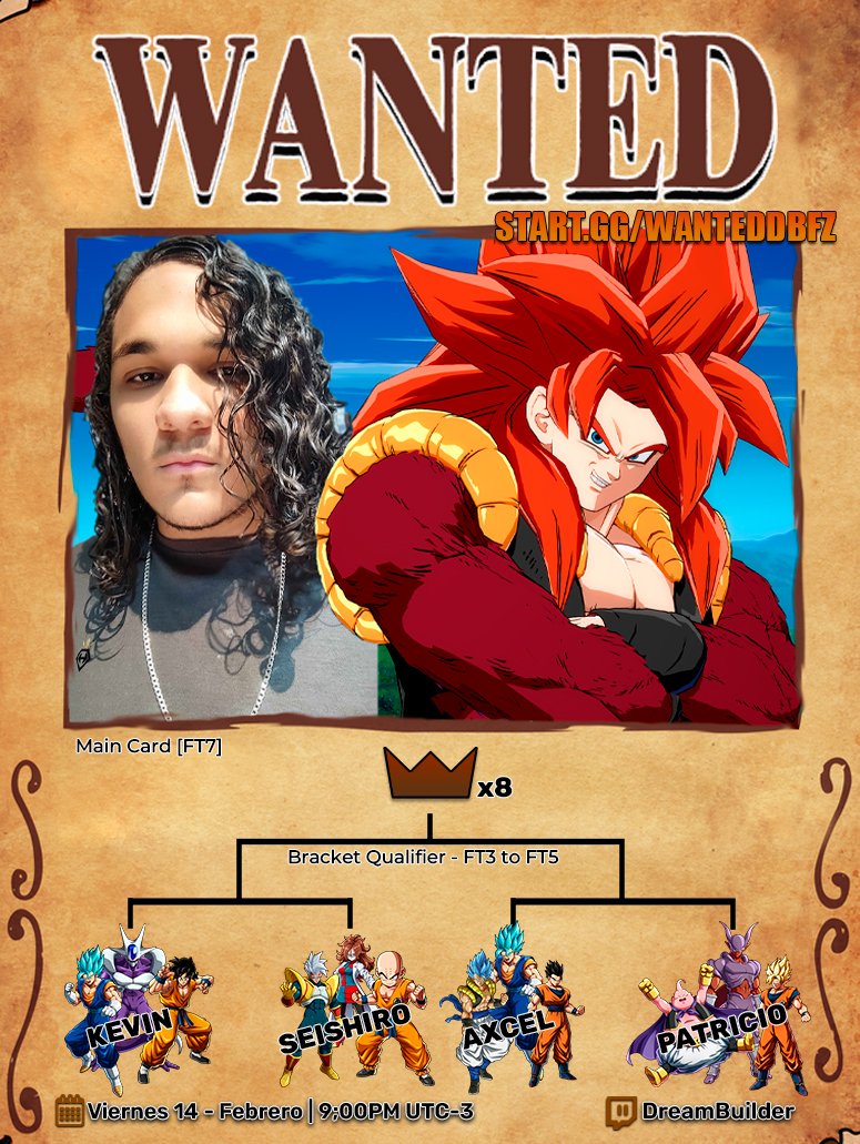 Tendremos otra victoria de <a href="/snibitto/">🔮ドラゴン S n i b i t t o ボール🔮</a> ? Ya que tiene el record con mas victorias en el WANTED de DBFZ hasta el momento.

Sera que <a href="/P4trIcIoMartin/">Patricio</a> <a href="/TheAxcelMeYT/">Asel</a> <a href="/88Seishiro/">SeiShiro 神 🇯🇵</a> <a href="/RGKevin7/">MIT | Kevin</a> podran sacarle el lugar?

twitch.tv/dreambuilder
