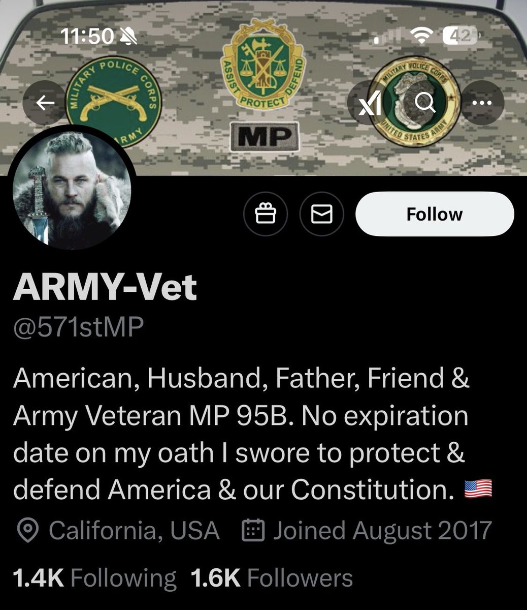 Please give <a href="/571stMP/">ARMY-Vet</a> a follow and a repost or shoutout to show our gratitude for his service.

Army Veteran 

Thank you for your service.  We appreciate you.