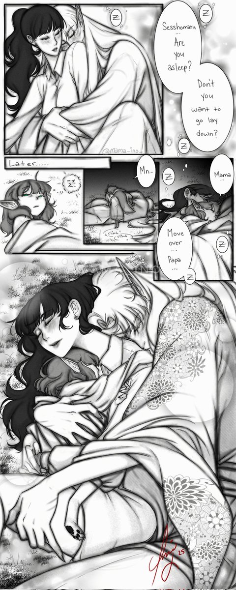 Day⁴ - Embrace (Fluff week)
Apologies, like Sesshomaru, I fell asleep. 😅
Guess we won't know what he had to confess...  AND not Shippo half asleep accidentally calling him Papa. 🥹😭 I cry. I hurt myself, oof.
Hope you enjoy! 💖
#sesskag #sesshome #sesshomarukagome
