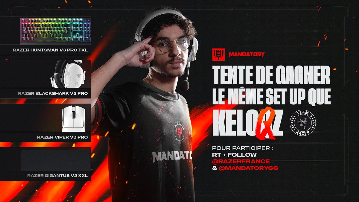 Mandatory (@mandatorygg) on Twitter photo Playoffs day ! Pour l'occasion, les bros de chez <a href="/RazerFrance/">R Λ Z Ξ R 🇫🇷</a> vous proposent un giveaway tout simplement banger comme à l'habitude 💚
Tente de gagner le même set up que <a href="/keloqz/">MDR keloqzinho</a> ⚒️
Pour participer :
🔄 RT
👥 Follow <a href="/RazerFrance/">R Λ Z Ξ R 🇫🇷</a> & <a href="/MandatoryGG/">Mandatory</a>
🗓️ TAS le 24/02 Playoffs day ! Pour l'occasion, les bros de chez <a href="/RazerFrance/">R Λ Z Ξ R 🇫🇷</a> vous proposent un giveaway tout simplement banger comme à l'habitude 💚
Tente de gagner le même set up que <a href="/keloqz/">MDR keloqzinho</a> ⚒️
Pour participer :
🔄 RT
👥 Follow <a href="/RazerFrance/">R Λ Z Ξ R 🇫🇷</a> & <a href="/MandatoryGG/">Mandatory</a>
🗓️ TAS le 24/02