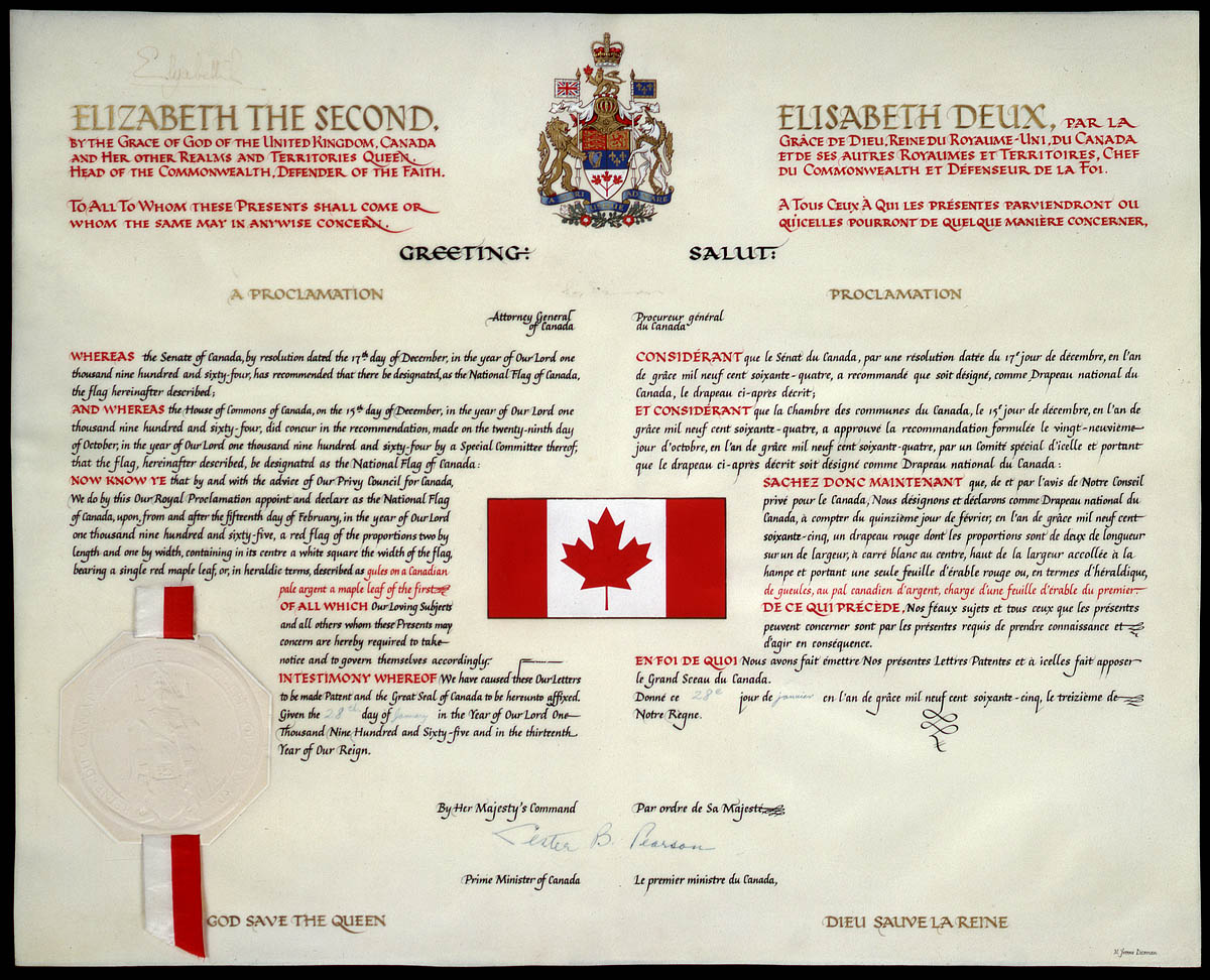 MonarchisteCA's tweet photo. C'est le 60e anniversaire du drapeau canadien.
Le drapeau national du Canada a été proclamé par la reine Elizabeth II le 28 janvier 1965, et officiellement adopté le 15 février 1965. https://t.co/iQePunuXlb