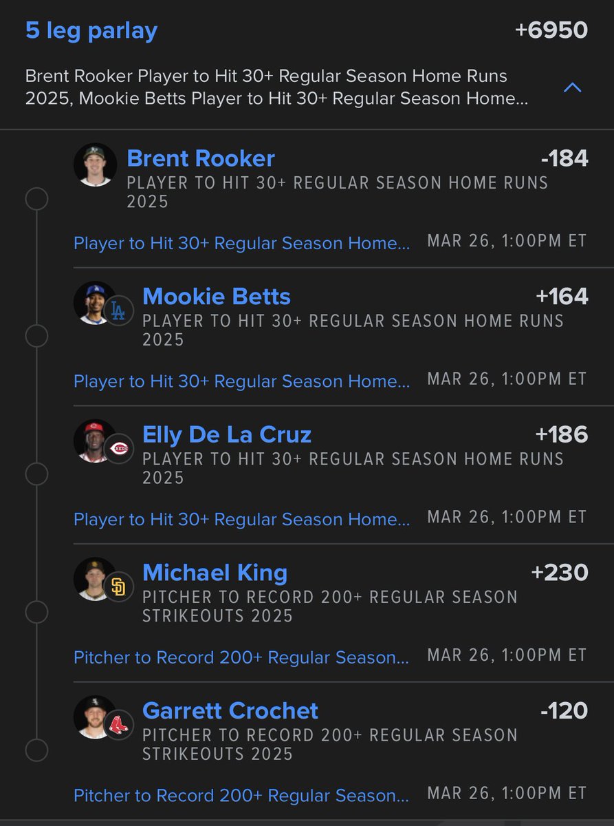 SGP_Vick's tweet image. 🚨🚨 MLB FUTURES PARLAY 🚨🚨

If I had to choose the best bet out of all of these. I would choose the man of the people 

The guy who respects coin @Brent_Rooker25 

39 home runs with only 546 at bats. 

Pretty much had more home runs per at bats than everyone a head of him…