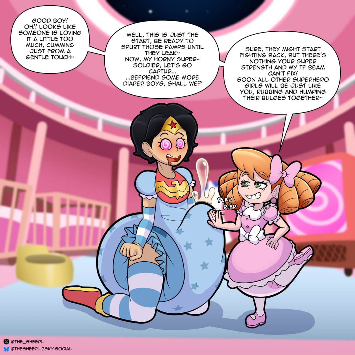 The_Sheepl's tweet photo. Comm
Wonder woman gets hit by the turn-into-horny-diaper-slave-inator
Tf sequence ensues https://t.co/nmDok2fgIn
