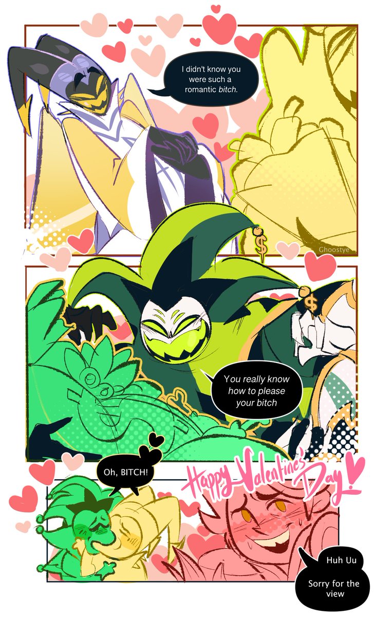 Happy Valentine's Day 💛💚💌❣️

#HelluvaBoss #greedyguitar 
#HelluvaBossFanart #HazbinHotel