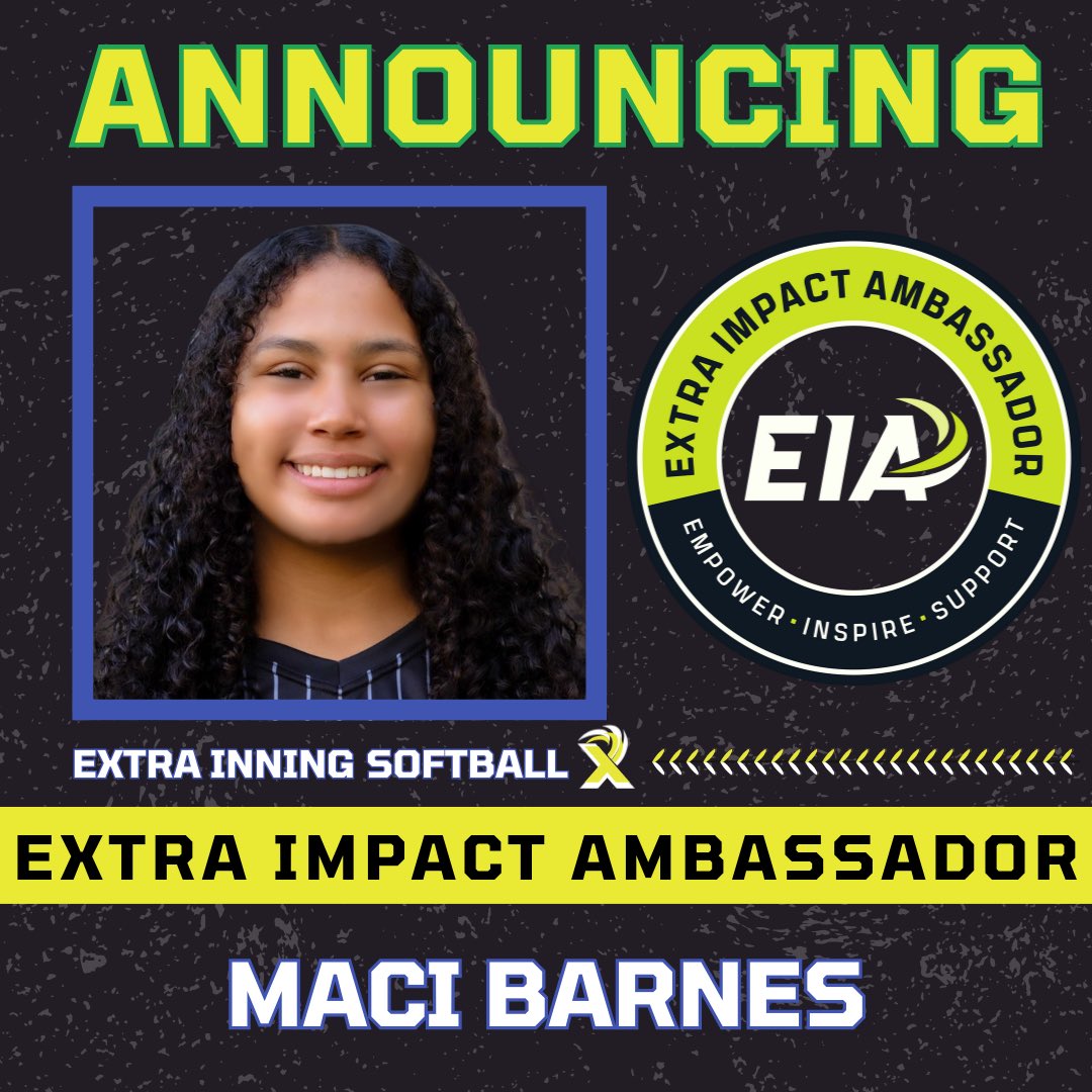 Maci Barnes (@macibarnes2029) on Twitter photo I’m excited to announce that I have been selected as an Extra Innings Impact Ambassador! I’m thankful for the opportunity and the experience and can’t wait to get started!
<a href="/ExtraInningSB/">EXTRA INNING SOFTBALL</a> <a href="/BombersTexas/">Texas Bombers Gold 14u Malpass</a> <a href="/bombers_fp/">Bombers Fastpitch</a> <a href="/bombers_academy/">Bombers Academy</a> I’m excited to announce that I have been selected as an Extra Innings Impact Ambassador! I’m thankful for the opportunity and the experience and can’t wait to get started!
<a href="/ExtraInningSB/">EXTRA INNING SOFTBALL</a> <a href="/BombersTexas/">Texas Bombers Gold 14u Malpass</a> <a href="/bombers_fp/">Bombers Fastpitch</a> <a href="/bombers_academy/">Bombers Academy</a>