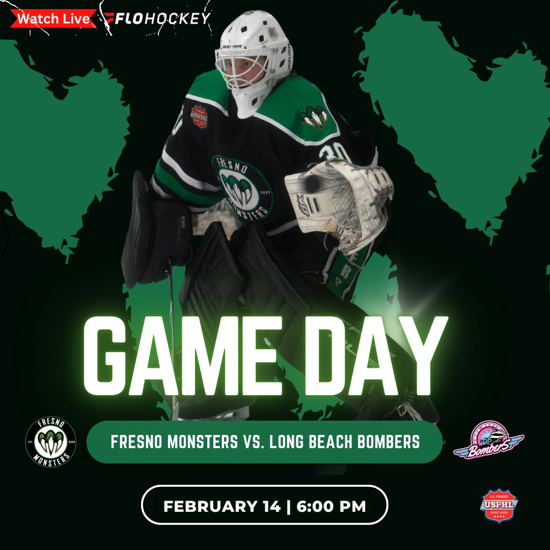 Love and hockey are in the air at Gateway Ice Center tonight. 💝 We’re ready to break some hearts and defeat the Long Beach Bombers. Puck drops at 6:00 PM.

#ValentinesDay #FresnoMonsters #USPHL