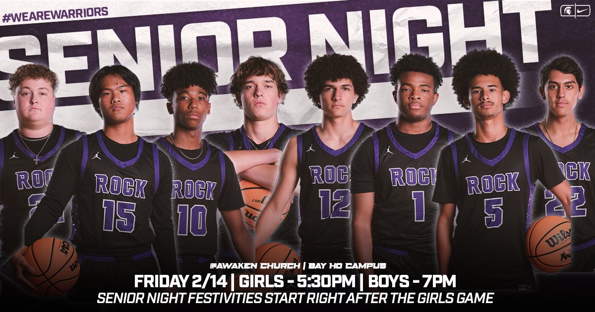#SeniorNight 

Girls at 5:30PM
Boys at 7PM