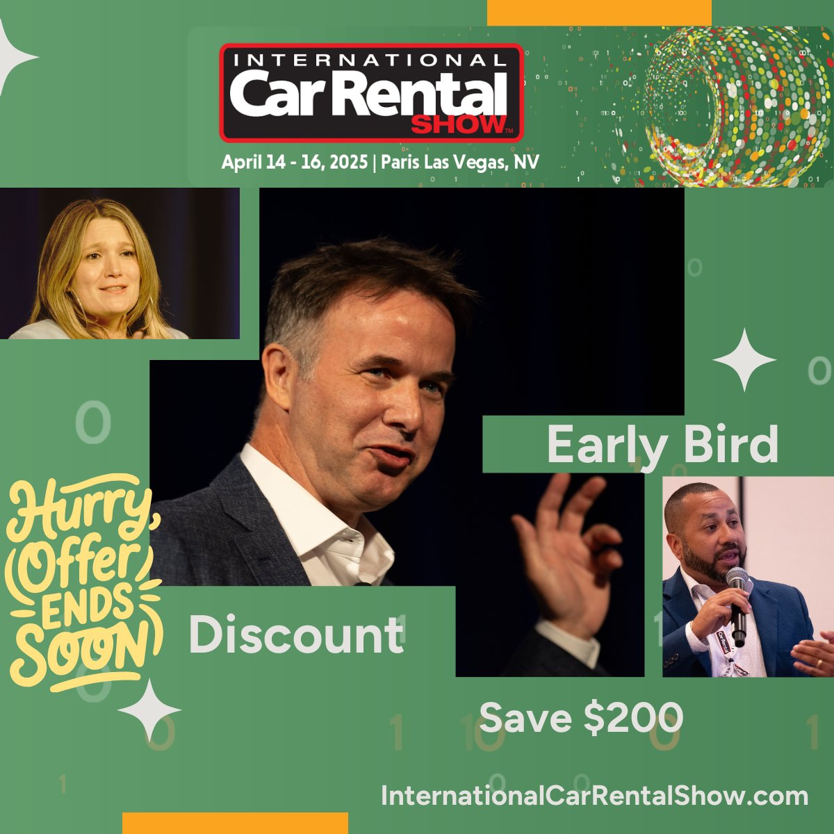 👀Can You Believe it? 

Only 1️⃣Month to Save $200 on Your Full Conference Attendee Pass. The International Car Rental Show (ICRS) early bird rate ends Friday, March 14! Register @ cvent.me/lrBLxr?RefId=A…

 #ICRS2025 #carrental #autoindustry #automotivenews #electricvehicles